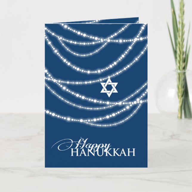 Hanukkah Ljus Sparkles Helgdag Photo Hälsning Helgkort (Framsida)