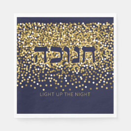 Hanukkah Ljusare upp Natten Guld/marinen Glitter 2 Pappersservett