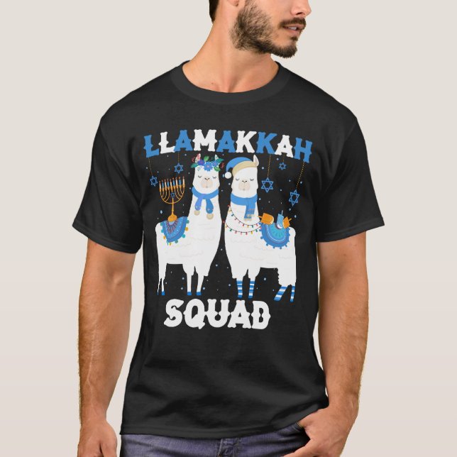 Hanukkah Llama Christmas Happy Llamakah Squad Cute T Shirt (Framsida)