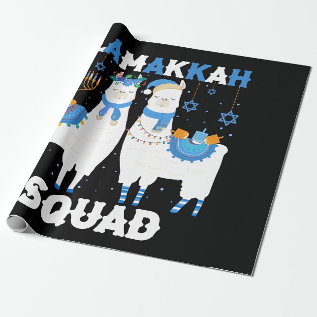 Hanukkah Llama jul Lycklig Llamakah Squad Cute Presentpapper (Utrullad)
