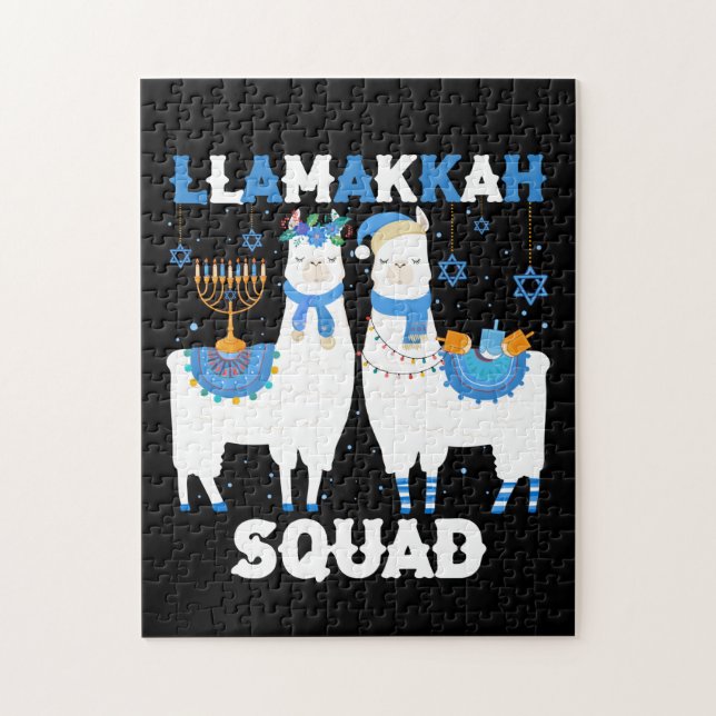 Hanukkah Llama jul Lycklig Llamakah Squad Cute Pussel (Vertikal)