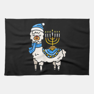 Hanukkah Llama Menorah Chanukah Alpaca Cute Gift Kökshandduk