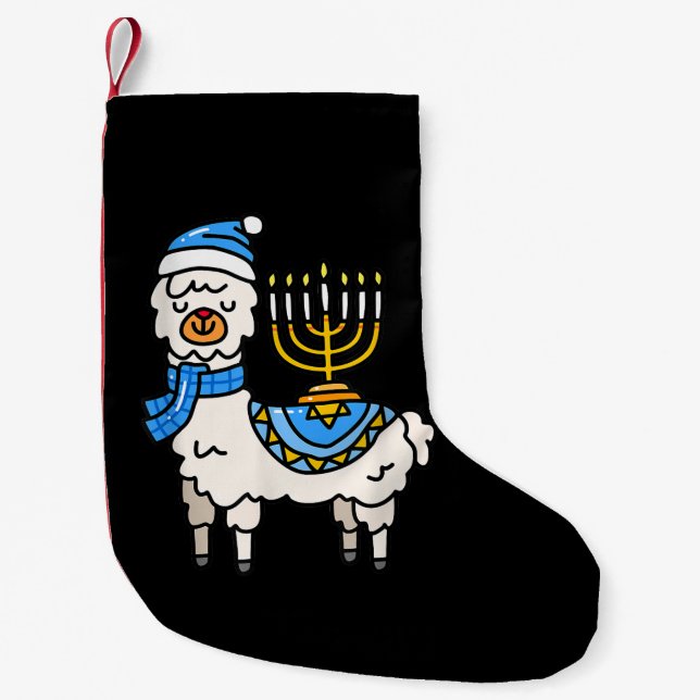 Hanukkah Llama Menorah Chanukah Alpaca Cute Gift Liten Julstrumpa (Framsidan)
