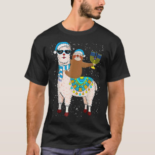 Hanukkah Llamakah Llama Sloth Lycklig Hanukkah Cha T Shirt