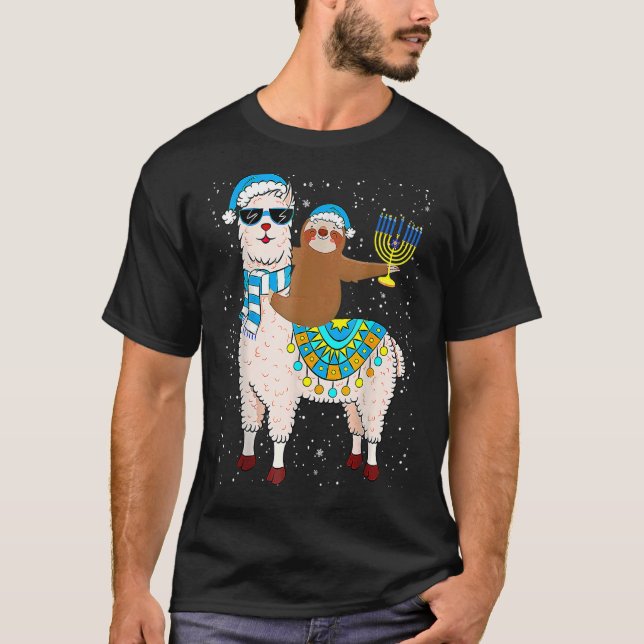 Hanukkah Llamakah Llama Sloth Lycklig Hanukkah Cha T Shirt (Framsida)