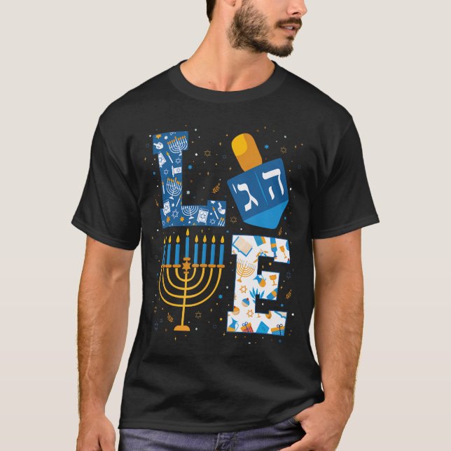 Hanukkah Love With Menorah For Jewish Christmas Ho T Shirt (Framsida)