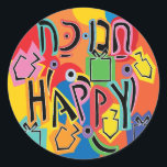 Hanukkah Lycklig Bright Lycklig Stickers (1 1,2 tu Runt Klistermärke<br><div class="desc">Hanukkah Lycklig Bright Art Helgdag-klistermärken. Välj mellan 1/2- och 3-tums klistermärken. Tack för att du stannade och shoppade förbi! Ditt företag är mycket uppskattat! Lycklig Hanukkah! Form: Klassisk rund etikett Gör din unika stil-stift genom att skapa anpassningsbar-klistermärken för varje tillfälle! Från speciell utskick och skrapbokning till barnaktiviteter och DIY-projekt, hittar...</div>