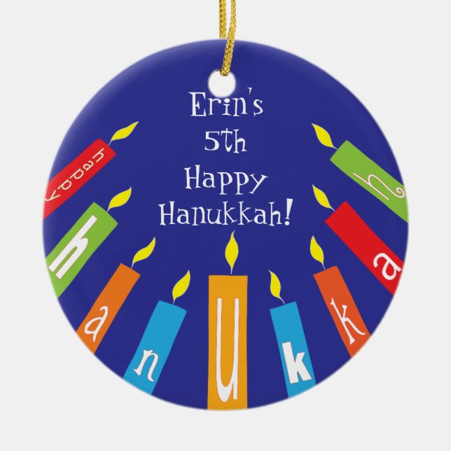 Hanukkah Lycklig, färgstarka ljusljus ornament (Framsidan)