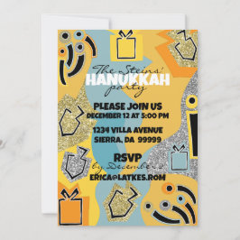 Hanukkah Lycklig Glitzy Art Inbjudningar