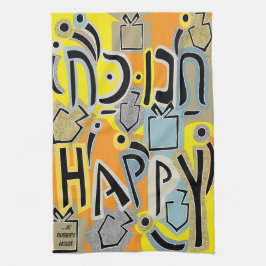 Hanukkah Lycklig Glitzy Art Kökshandduk