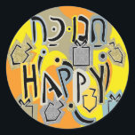 Hanukkah Lycklig Glitzy Lycklig Stickers (1 1/2 tu Runt Klistermärke<br><div class="desc">Hanukkah Lycklig Glitzy Art Helgdag-klistermärken. Välj mellan 1/2- och 3-tums klistermärken. Tack för att du stannade och shoppade förbi! Ditt företag är mycket uppskattat! Lycklig Hanukkah! Form: Klassisk rund etikett Gör din unika stil-stift genom att skapa anpassningsbar-klistermärken för varje tillfälle! Från speciell utskick och skrapbokning till barnaktiviteter och DIY-projekt, hittar...</div>