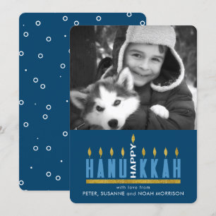Hanukkah   Lycklig Hanukkah Menorah-fotokort Inbjudningar
