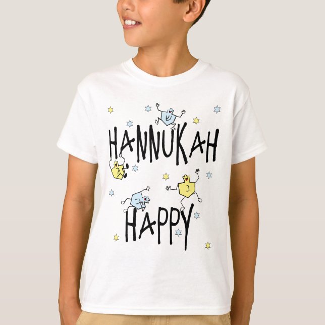 ’Hanukkah Lycklig’ Kids T-Shirt (Framsida)