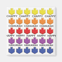 Hanukkah Magnet Square 3D Dreidels