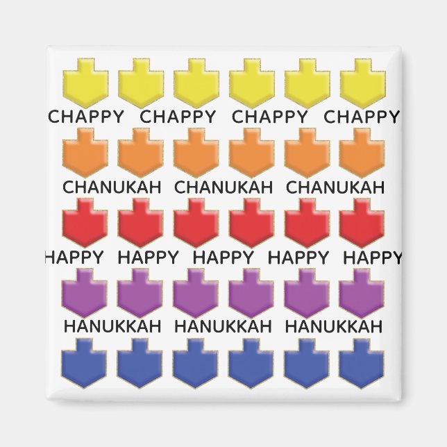 Hanukkah Magnet Square 3D Dreidels (Framsidan)