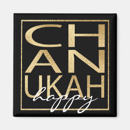 Hanukkah Magnet Square Chanukah Guld
