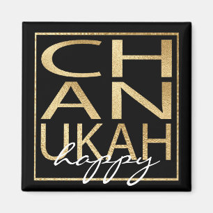 Hanukkah Magnet Square Chanukah Guld