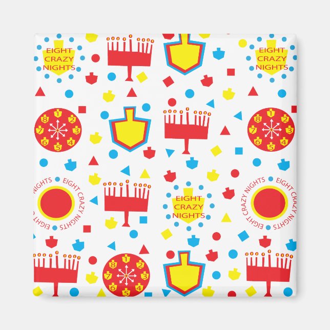 Hanukkah Magnet Square COLORFUL CRAZY 8 (Framsidan)