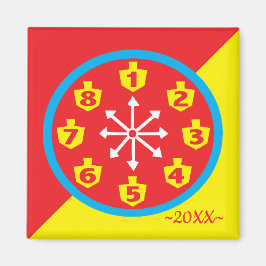 Hanukkah Magnet Square COLORFUL CRAZY 8 Clockworks