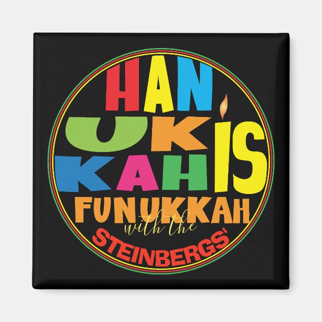 Hanukkah Magnet Square HANUKKAH IS FUNUKKAH (Framsidan)