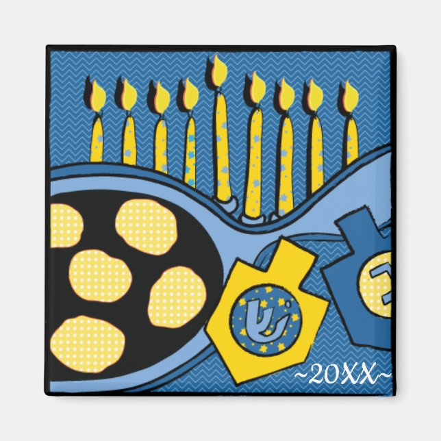 Hanukkah Magnet Square Latkes and Sour Cream (Framsidan)