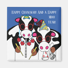 Hanukkah Magnet Square Lycklig Moo Year!