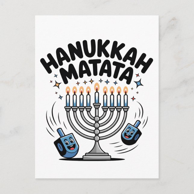 Hanukkah Matata Rolig Judisk Hanukkah Vykort (Framsida)