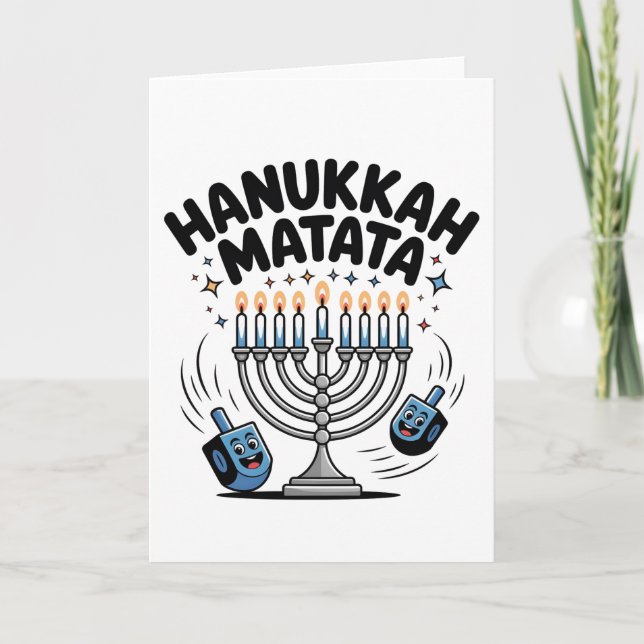 Hanukkah Matata Roligt Judiskt Hanukkah Kort (Framsida)