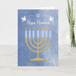 Hanukkah med Menorah och White Doves Helgkort