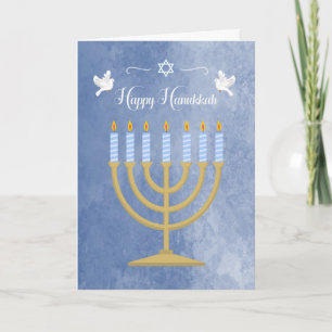 Hanukkah med Menorah och White Doves Helgkort