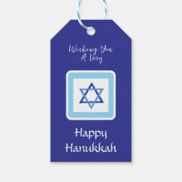 HANUKKAH-meddelande Blå Presentetikett