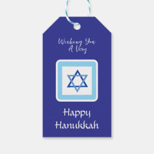 HANUKKAH-meddelande Blå Presentetikett