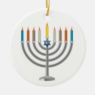 Hanukkah menora julgransprydnad keramik