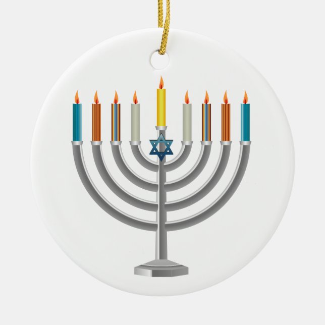 Hanukkah menora julgransprydnad keramik (Framsidan)