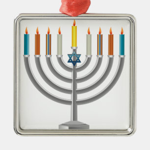 Hanukkah menora julgransprydnad metall