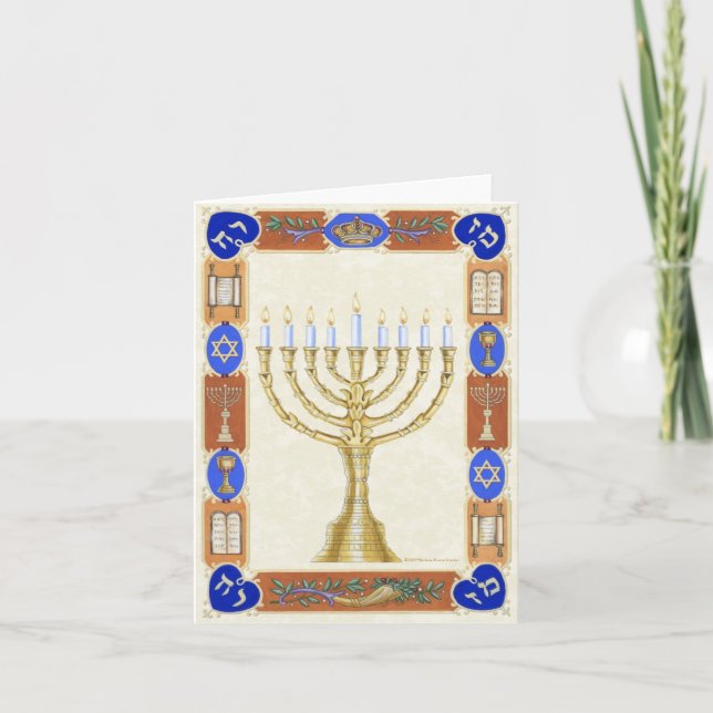Hanukkah menora Notecard Helgkort (Framsida)