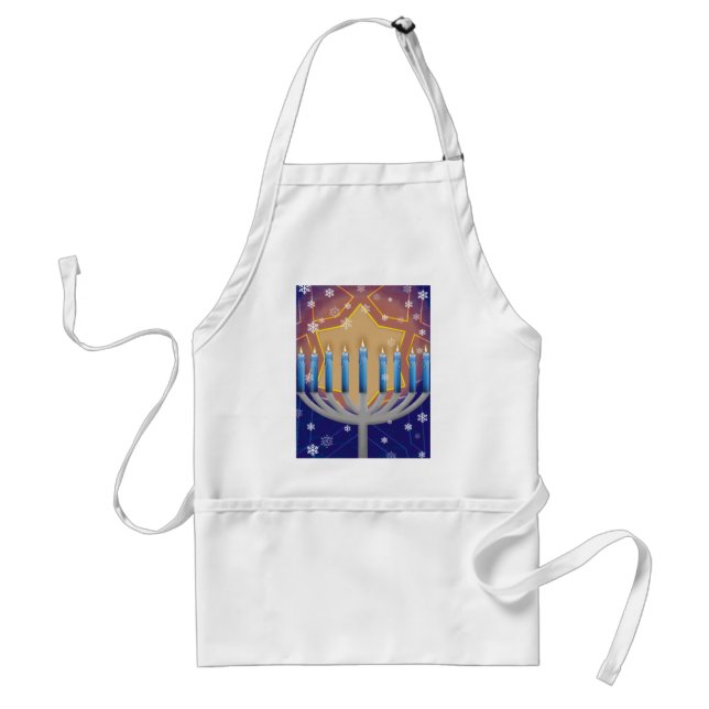 Hanukkah menora & snöig fönsterkökförkläde förkläde (Framsidan)