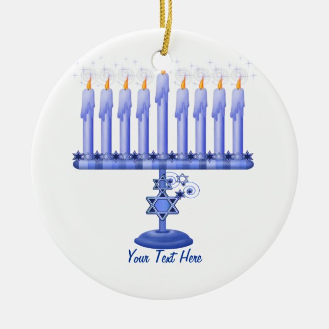 Hanukkah Menorah (anpassadet) Julgransprydnad Keramik (Framsidan)