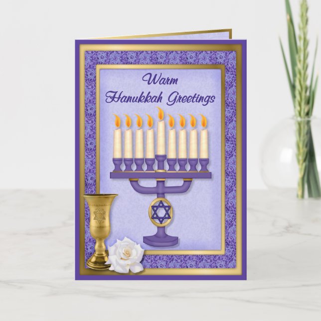 Hanukkah Menorah Blessings Helgkort (Framsida)