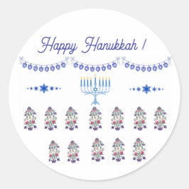 Hanukkah menorah blommor minimalist Sticker Runt Klistermärke