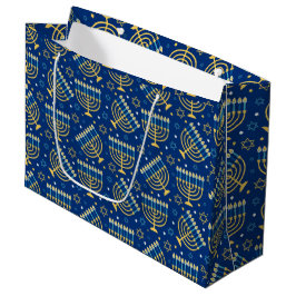 Hanukkah Menorah Blue Star Jewish Large Gift Bag