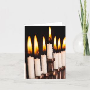 Hanukkah Menorah Burning White Candles Chanukah Helgkort