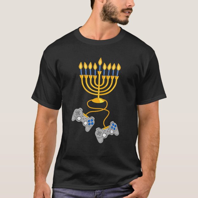 Hanukkah Menorah Candles videospelskontroll T Shirt (Framsida)