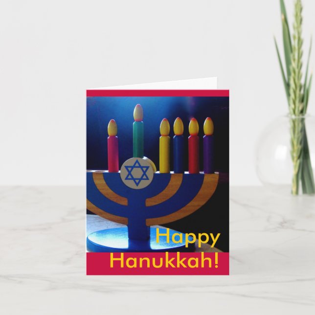 Hanukkah Menorah Card-Färg Helgkort (Framsida)