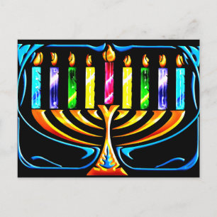 Hanukkah Menorah - Chanukah Menorah Helg Vykort