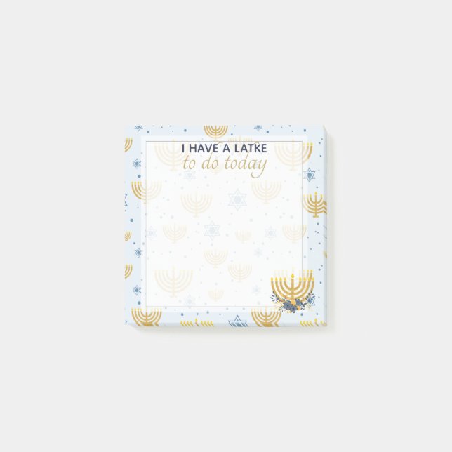 Hanukkah Menorah & David Mönster Star | Blå Post-it Block (Framsida)