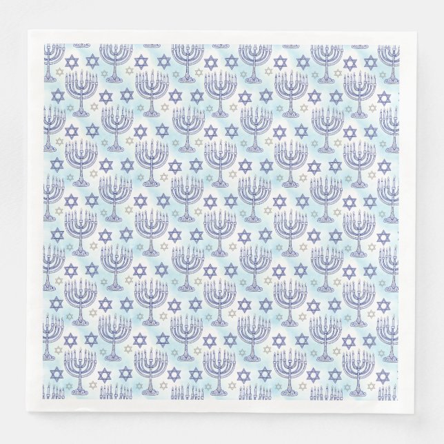 Hanukkah Menorah Davids stjärna Doodle Art stil Pappersservett (Framsida)