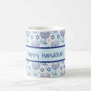 Hanukkah Menorah Davidsstjärna Doodle Art Stil Kaffemugg