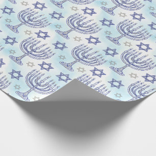 Hanukkah Menorah Davidsstjärna Doodle Art Stil Presentpapper