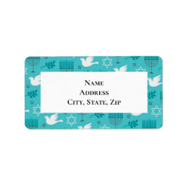 Hanukkah Menorah Dove Star Adressetikett